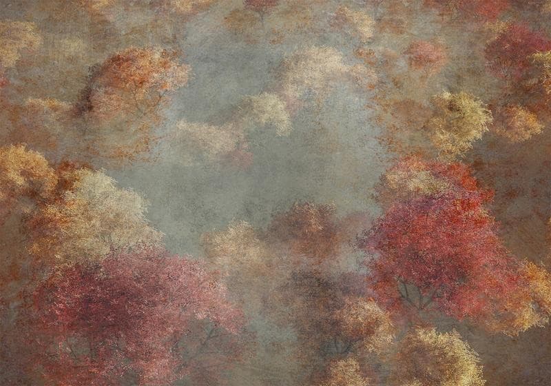 Carta da parati - Nature in autumn - landscape of autumn trees in painted retro style - 6