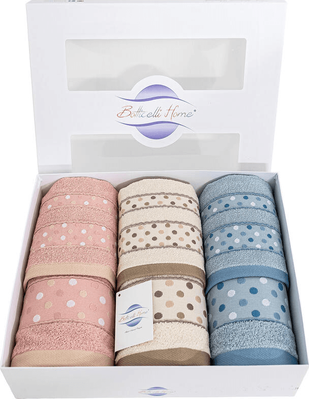 Set asciugamano bagno viso ospite Botticelli Home Pois 6 pezzi - 3