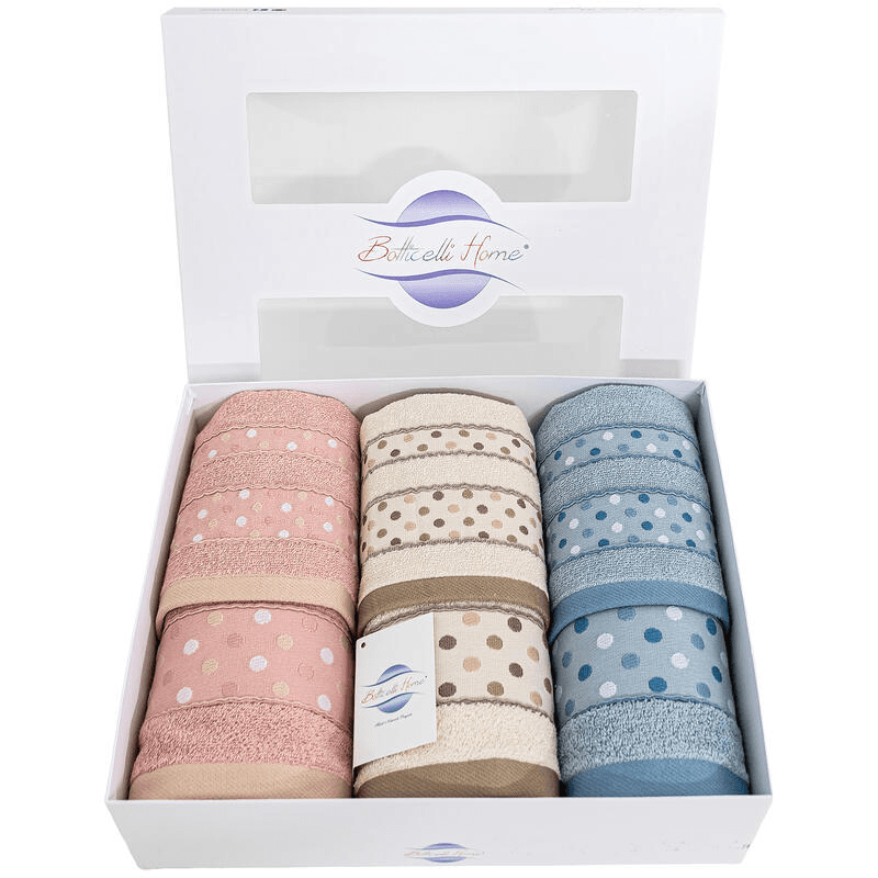 Set asciugamano bagno viso ospite Botticelli Home Pois 6 pezzi - 3