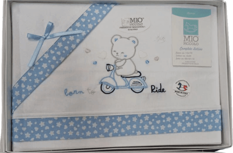 Lenzuola lettino neonato in cotone Mio piccolo Born to ride in Completi da lettino con sbarre Collezione Casa - Trebisacce, commercioVirtuoso.it