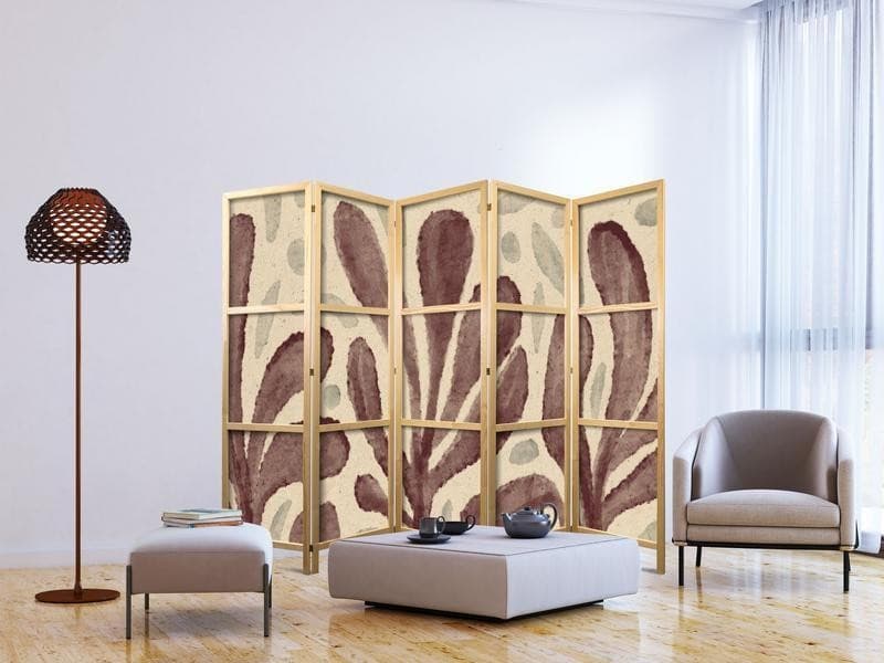 Paravento giapponese Foglie in stile Matisse 5 ante - 3