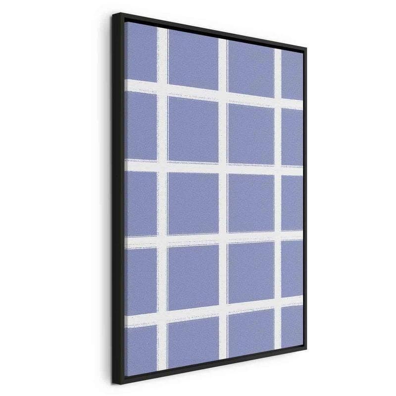 Quadro - Lines and Symmetry - Expressive White Grid on a Blue Background - 21