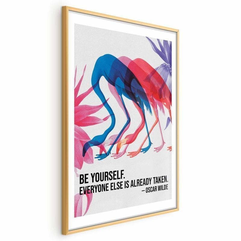 Poster - Colorful Repetition - three flamingo silhouettes with an inspiring quote - 19