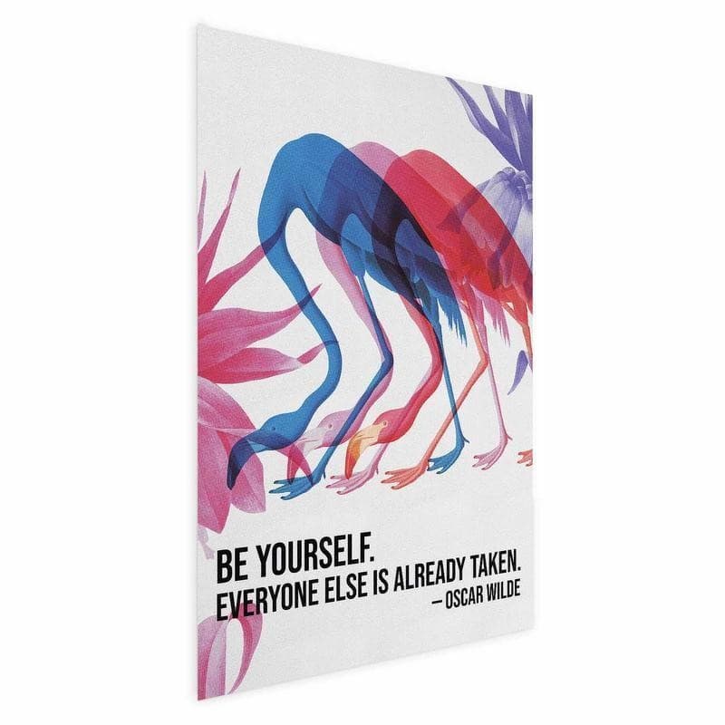 Poster - Colorful Repetition - three flamingo silhouettes with an inspiring quote - 15
