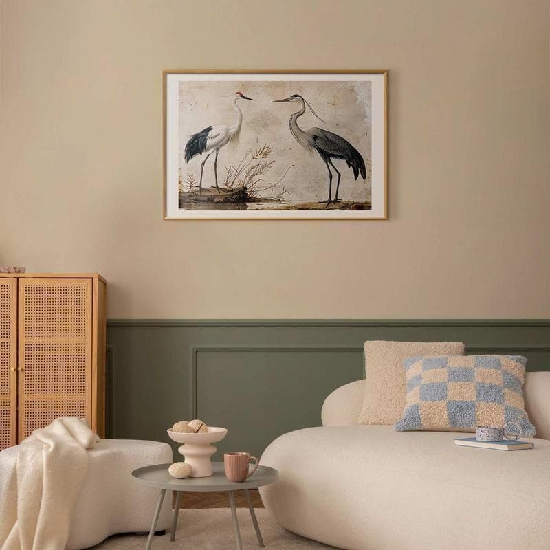 Poster - Birds from an Old Engraving - vintage-style illustration of a heron and a crane - 10