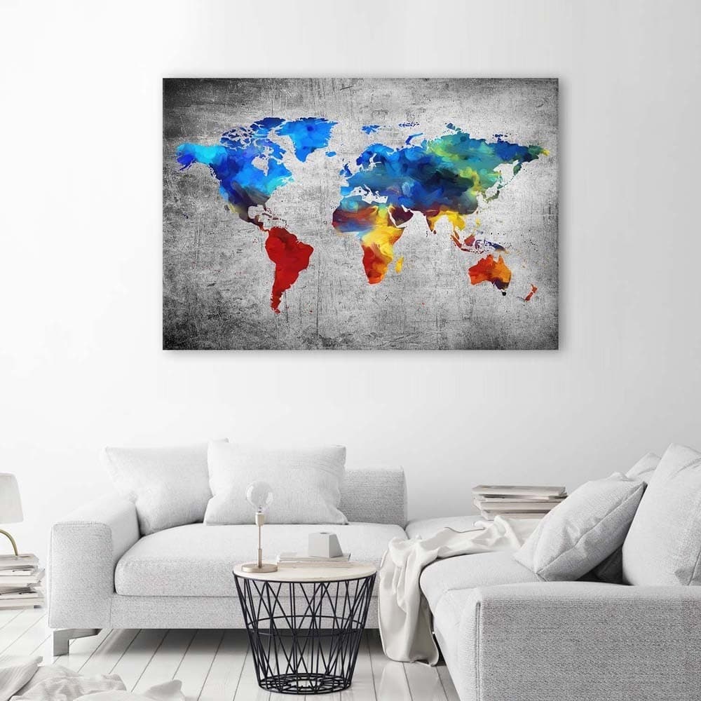 Quadro su tela, Mappa del mondo colorata - 2