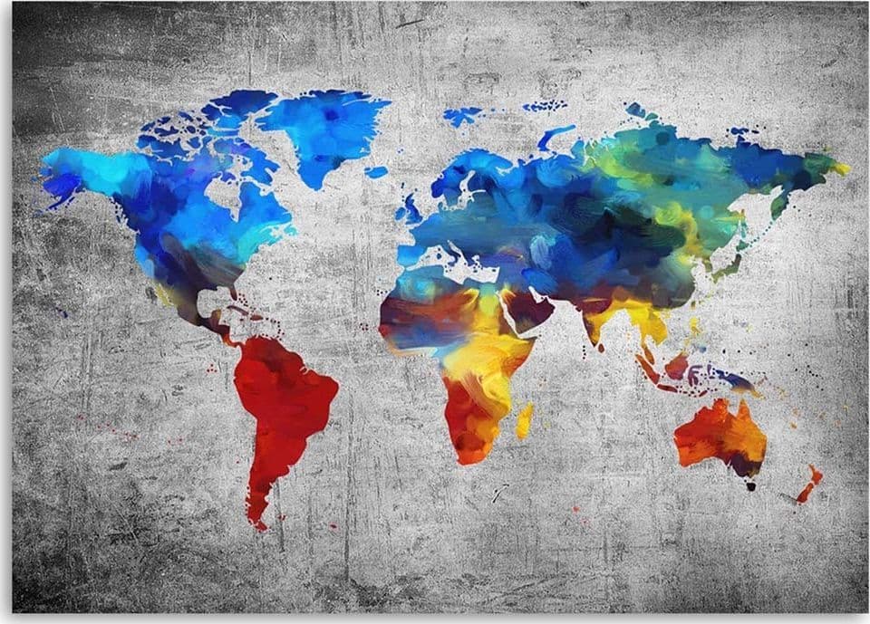 Quadro su tela, Mappa del mondo colorata - 3