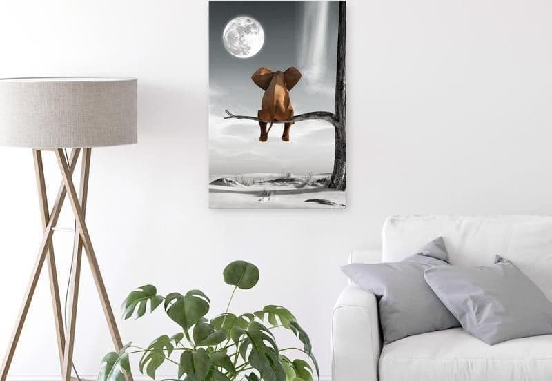 Quadro  Elephant and Moon (1 Part) Vertical - 2