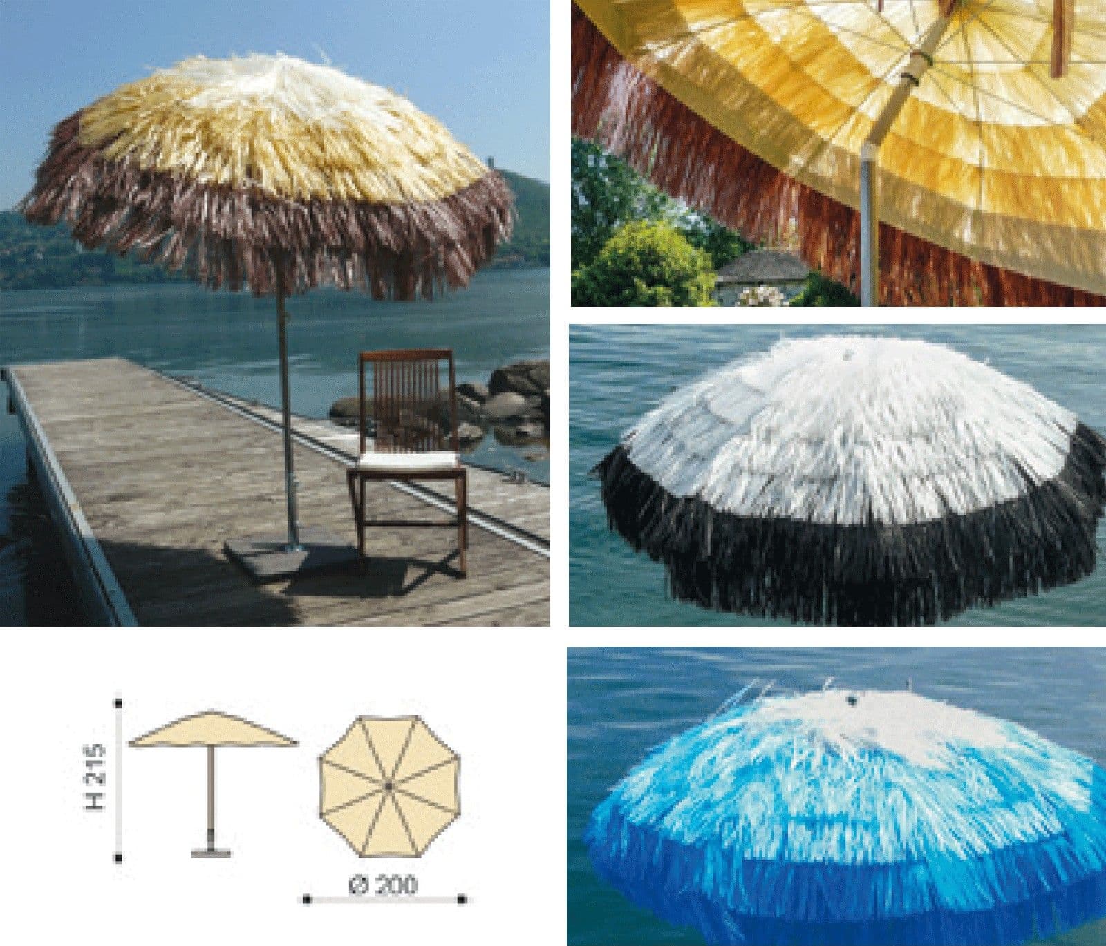 Ombrellone di Design in Rafia Vari Colori Tulum Maffei - 2