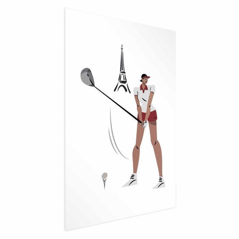 Poster - Illustration of a Female Golfer with the Eiffel Tower in the Background - 16