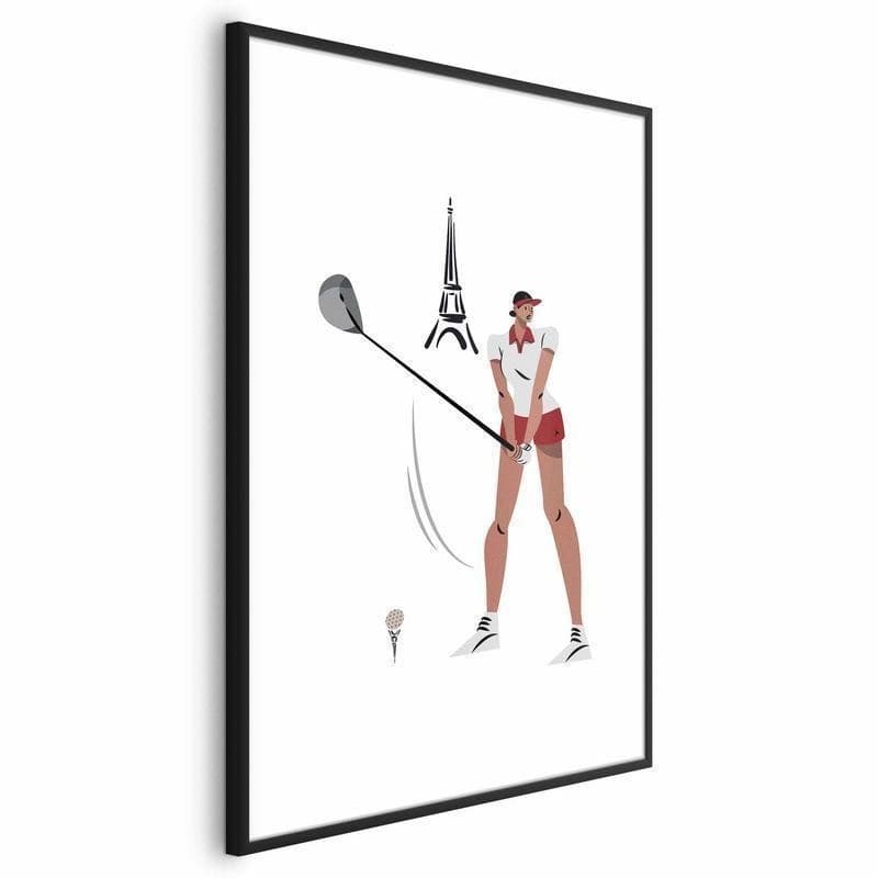 Poster - Illustration of a Female Golfer with the Eiffel Tower in the Background - 20