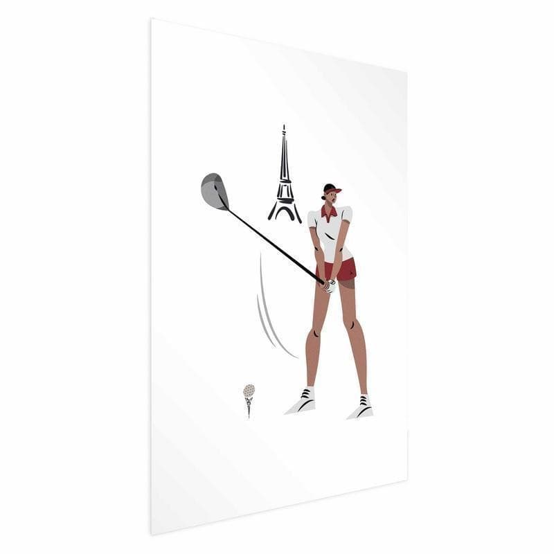 Poster - Illustration of a Female Golfer with the Eiffel Tower in the Background - 15