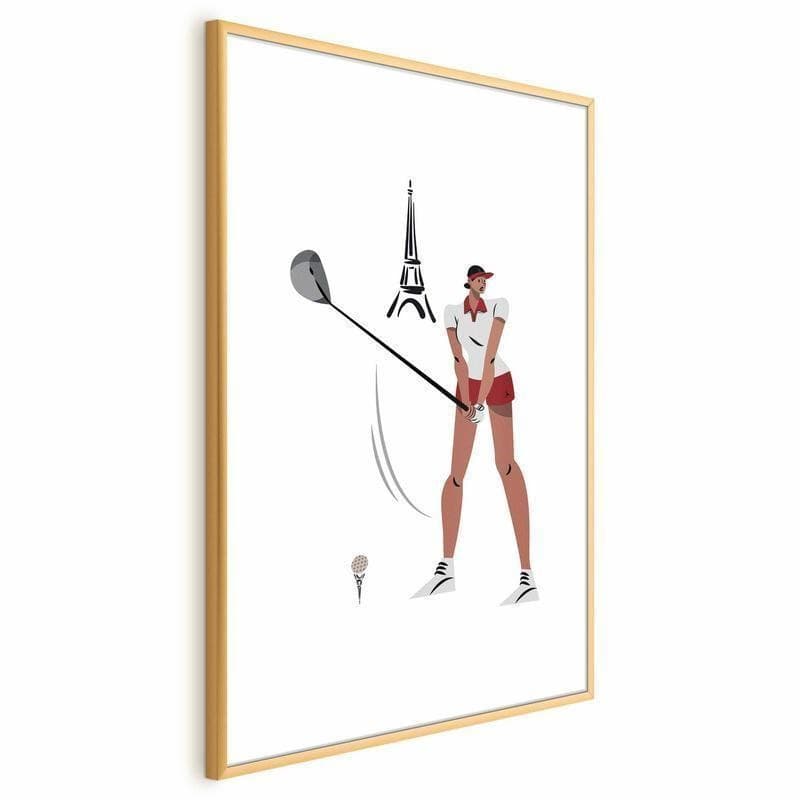 Poster - Illustration of a Female Golfer with the Eiffel Tower in the Background - 19