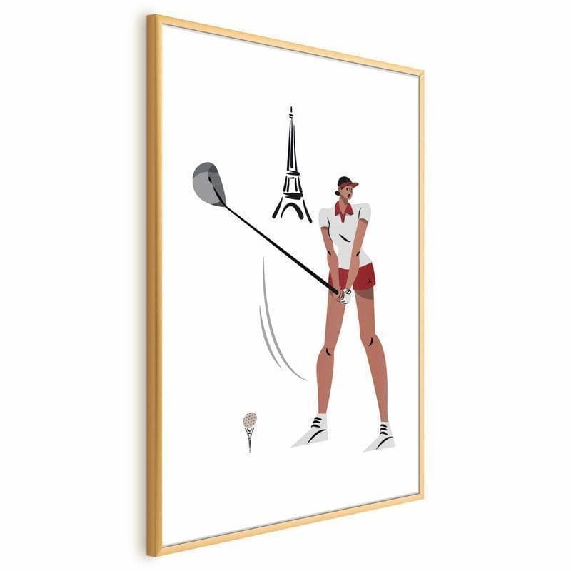 Poster - Illustration of a Female Golfer with the Eiffel Tower in the Background - 18