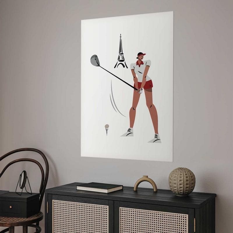 Poster - Illustration of a Female Golfer with the Eiffel Tower in the Background - 7