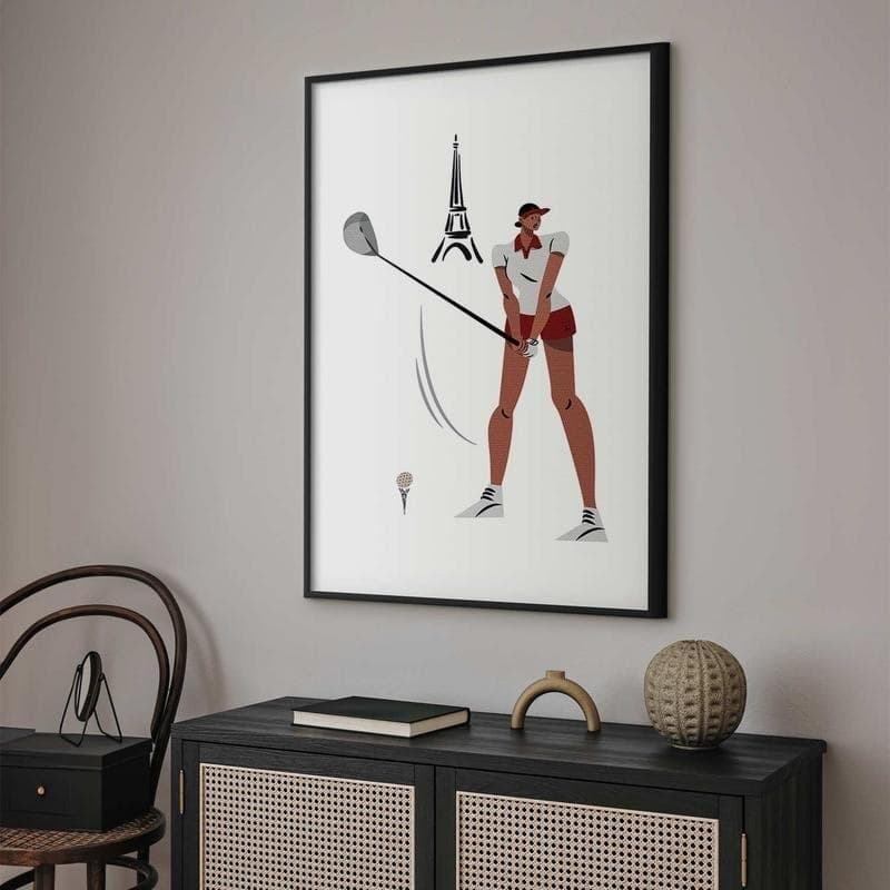 Poster - Illustration of a Female Golfer with the Eiffel Tower in the Background - 8