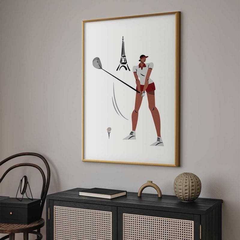 Poster - Illustration of a Female Golfer with the Eiffel Tower in the Background - 9