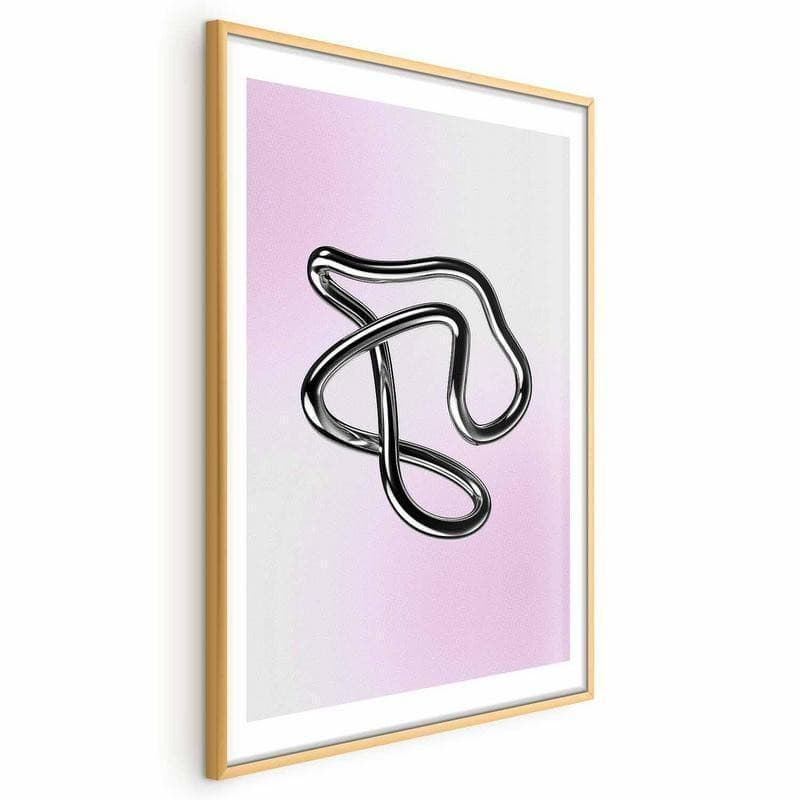 Poster - Silver Intricacies - fluid metallic figure on a gradient background - 17