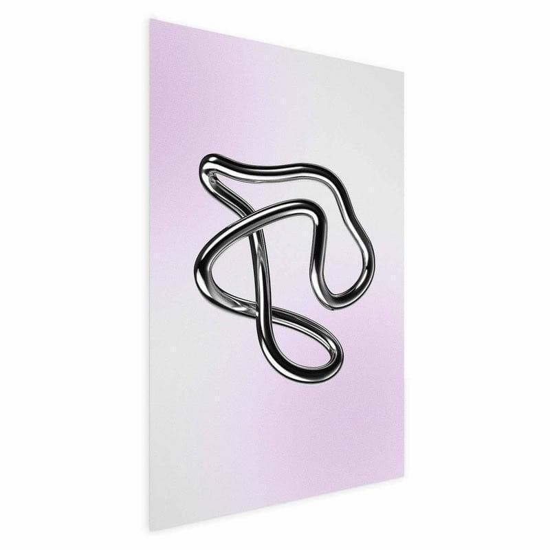 Poster - Silver Intricacies - fluid metallic figure on a gradient background - 16
