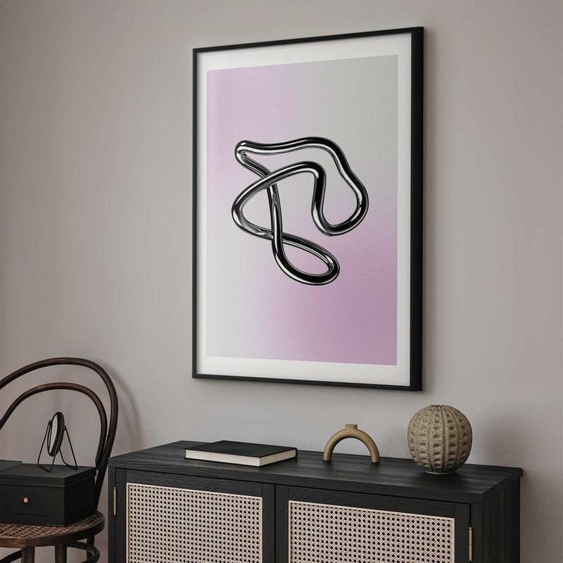 Poster - Silver Intricacies - fluid metallic figure on a gradient background - 11
