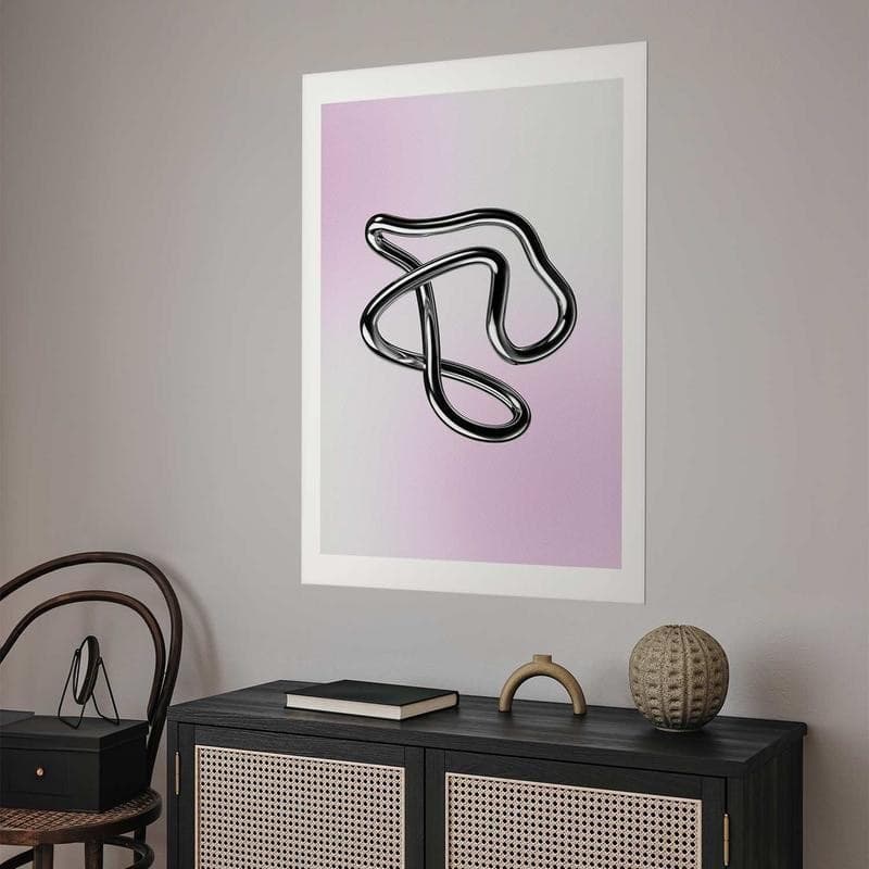 Poster - Silver Intricacies - fluid metallic figure on a gradient background - 12