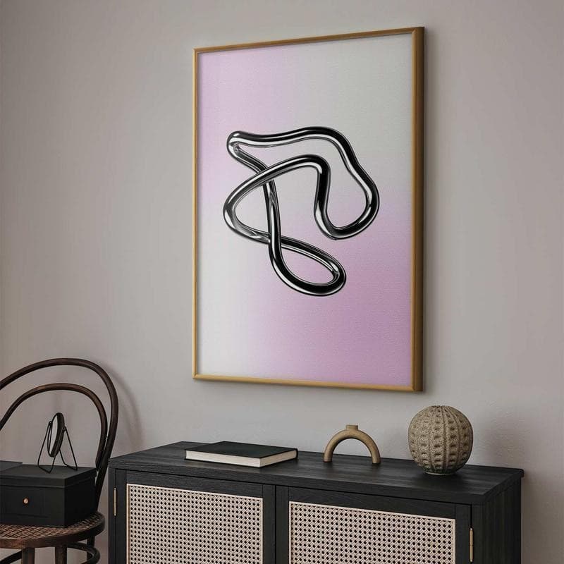 Poster - Silver Intricacies - fluid metallic figure on a gradient background - 9