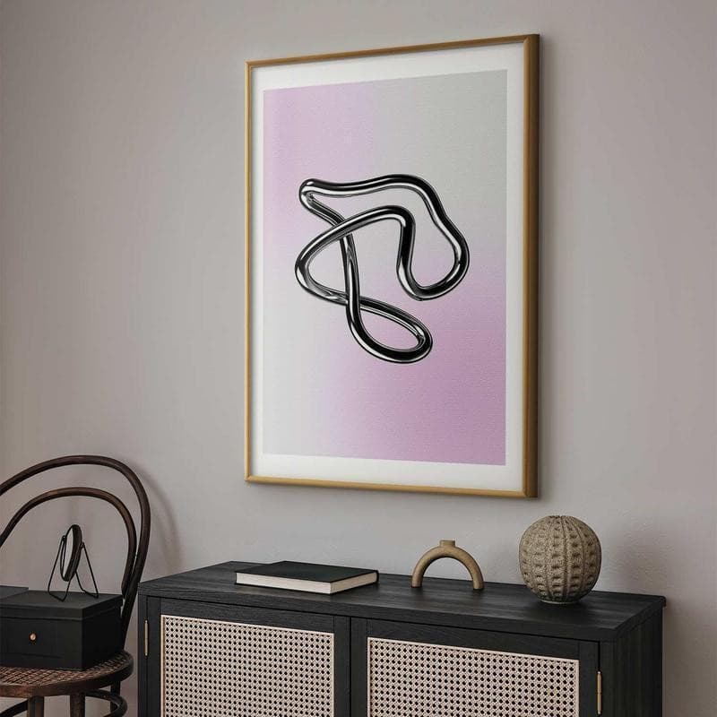 Poster - Silver Intricacies - fluid metallic figure on a gradient background - 10