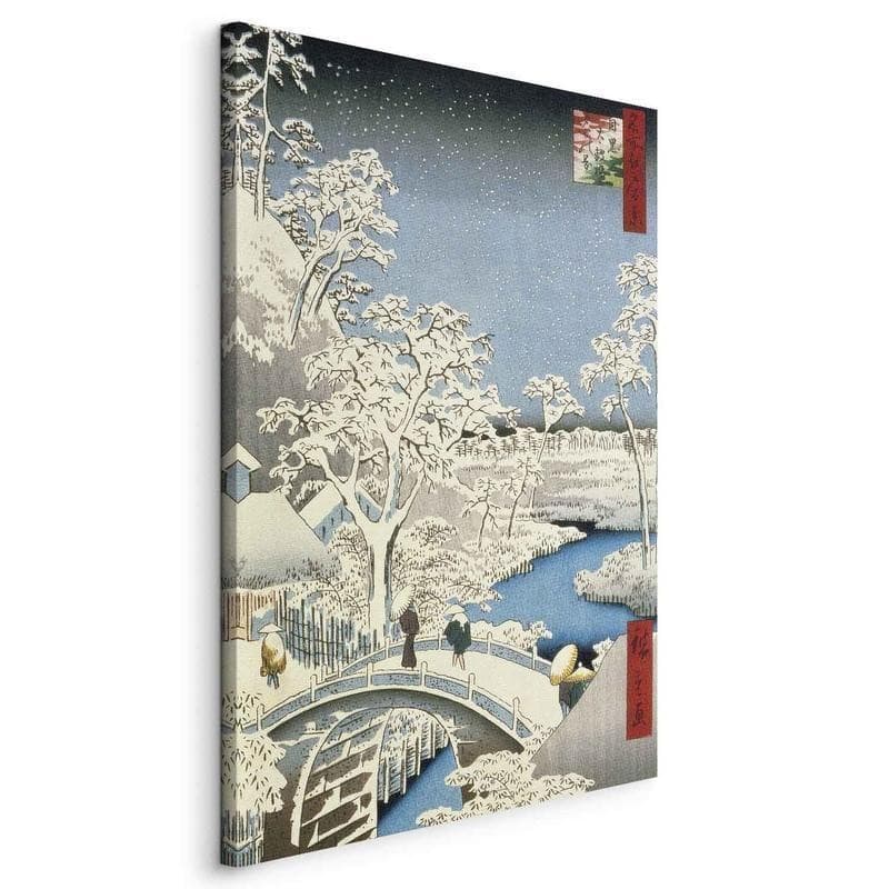 Quadro - Drum bridge and Setting Sun Hill at Meguro from the series  (Utagawa Hiroshige) - 22