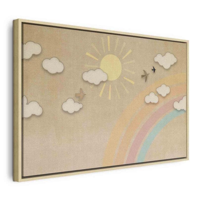 Quadro - Holiday Sky - Sunny Day with a Rainbow and Flying Birds - 22