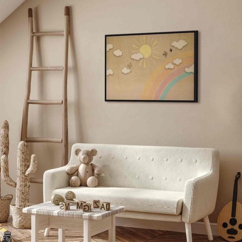 Quadro - Holiday Sky - Sunny Day with a Rainbow and Flying Birds - 12