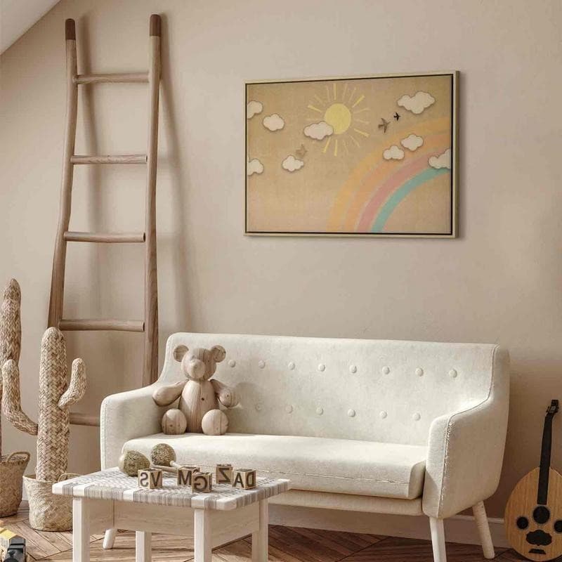 Quadro - Holiday Sky - Sunny Day with a Rainbow and Flying Birds - 13