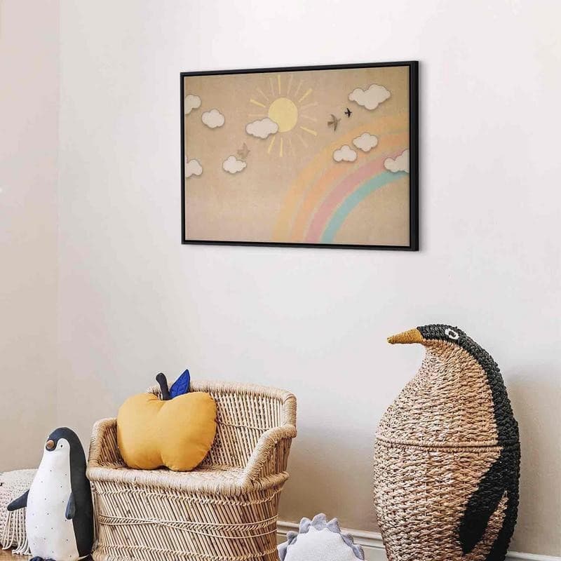 Quadro - Holiday Sky - Sunny Day with a Rainbow and Flying Birds - 4