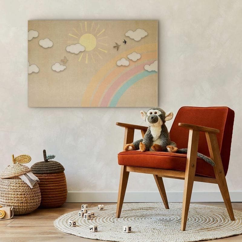 Quadro - Holiday Sky - Sunny Day with a Rainbow and Flying Birds - 5