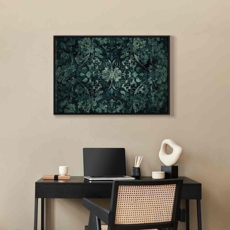 Quadro - Oriental Pattern Carpet: Emerald Ornaments and Worn Patterns - 12