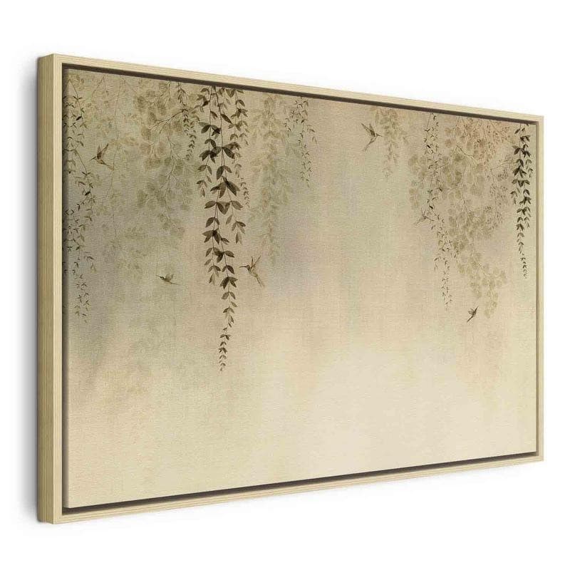 Quadro - Spring Orchard - Hummingbirds Among Tree Branches in Beige Shades - 22