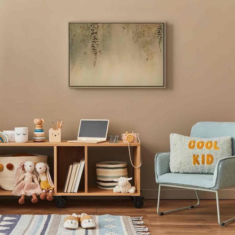 Quadro - Spring Orchard - Hummingbirds Among Tree Branches in Beige Shades - 6
