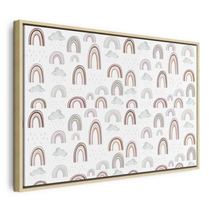 Quadro - Rainbows After the Storm - Rainbows of Various Sizes in Pastel Hues Among Rain Clouds in a Gray-Blue Shade - 22