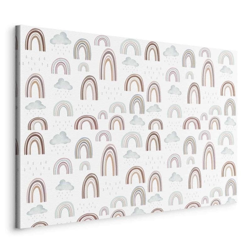 Quadro - Rainbows After the Storm - Rainbows of Various Sizes in Pastel Hues Among Rain Clouds in a Gray-Blue Shade - 20