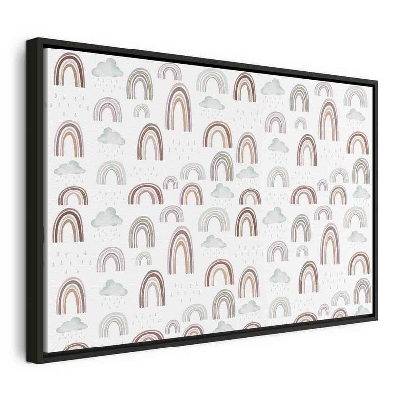Quadro - Rainbows After the Storm - Rainbows of Various Sizes in Pastel Hues Among Rain Clouds in a Gray-Blue Shade - 21
