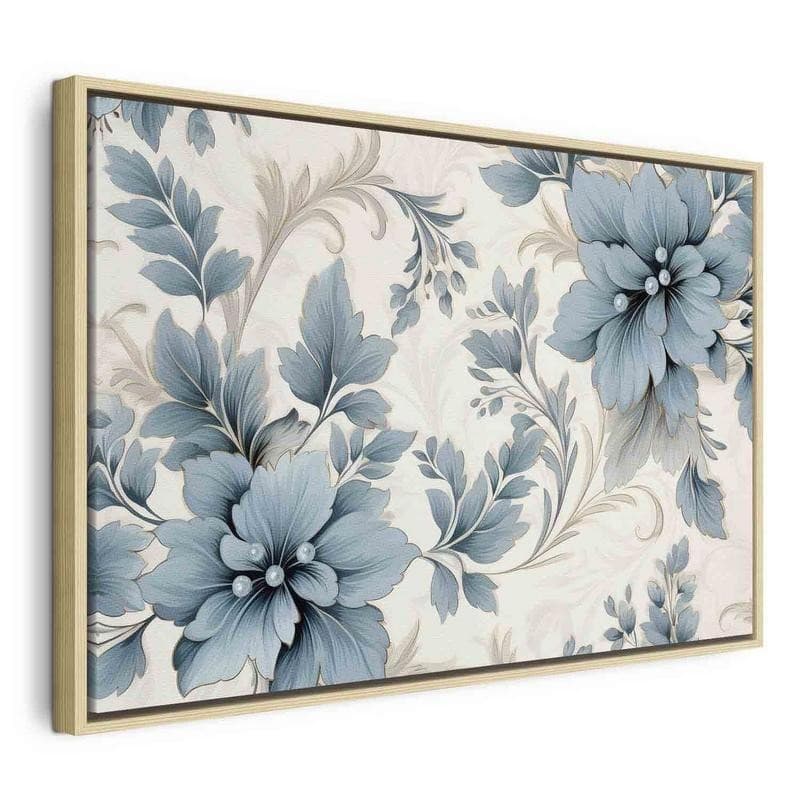 Quadro - Turquoise Flowers in Retro Ambience Floristic Ornaments - 22
