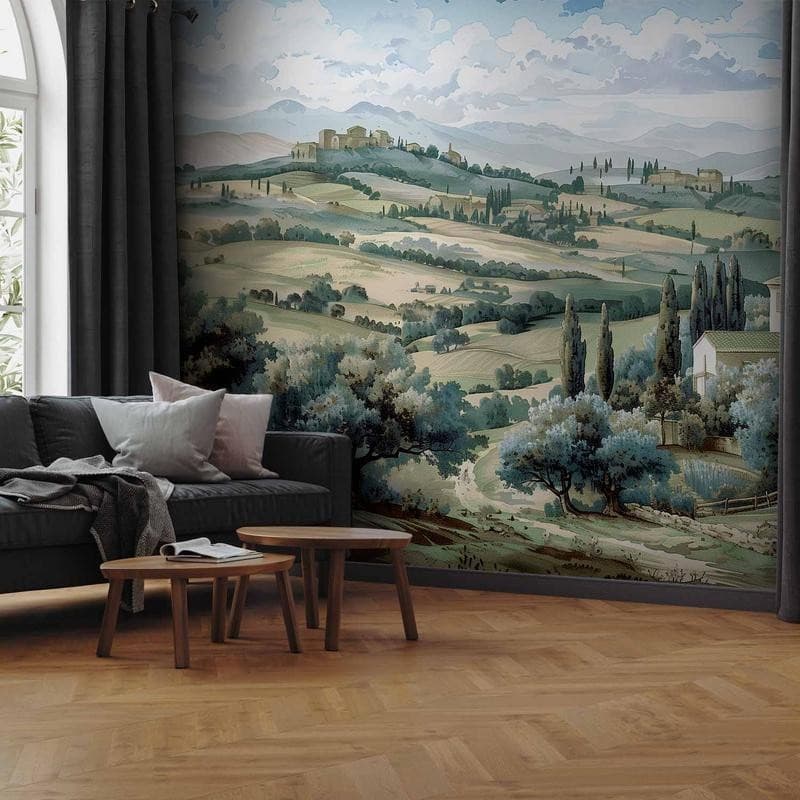 Carta da parati - Landscape with Green Fields and Trees Tuscan Sunny View - 11