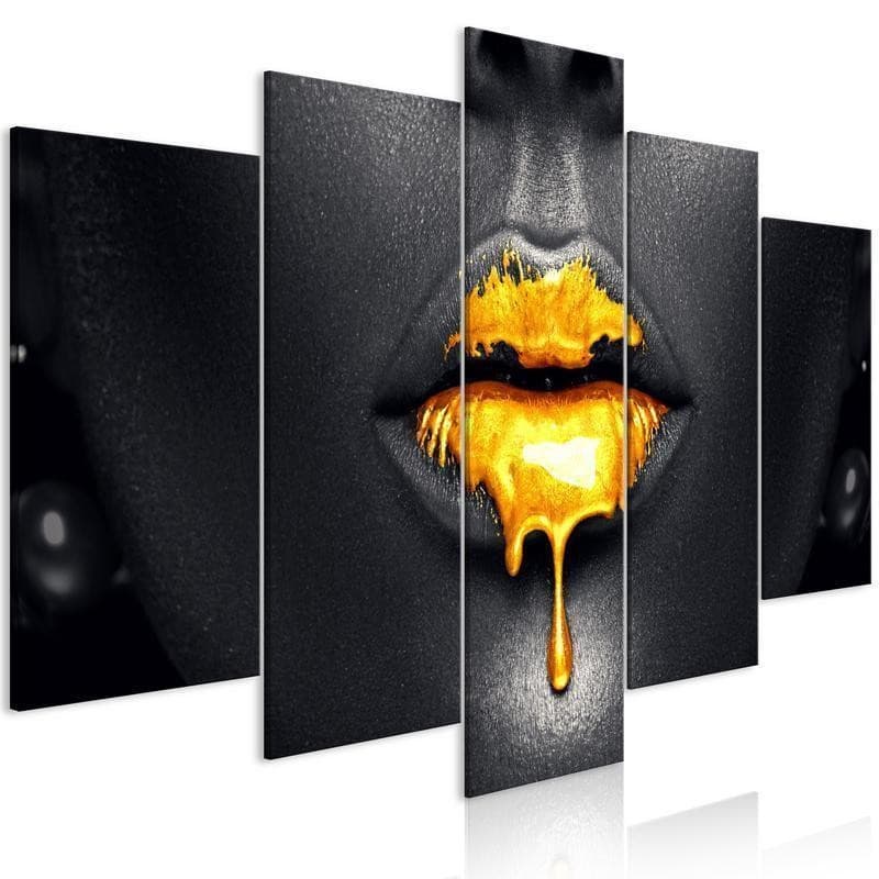 Quadro - Gold Lips (5 Parts) Wide - 6