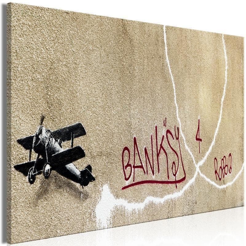Quadro - Banksys Plane (1-part) - Red Graffiti Text on Mural Background - 6
