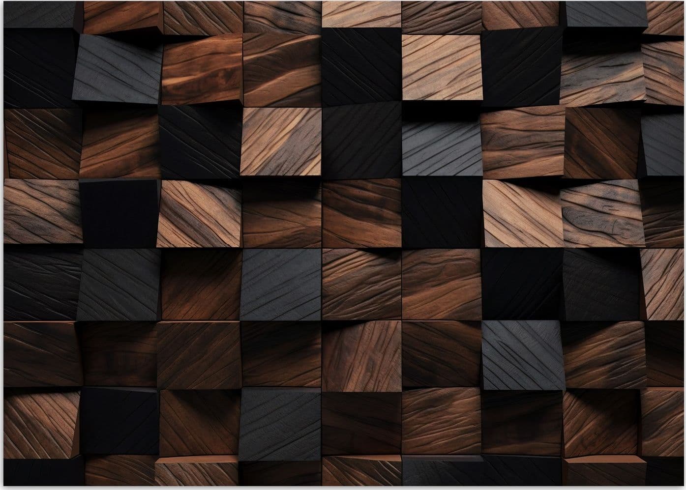Carta Da Parati, Cubo di legno a mosaico 3D - 3