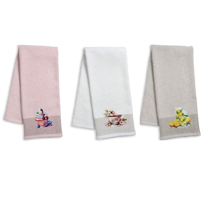 Strofinacci cucina 3 pezzi in cotone Vingi Ricami Fantasy - 3
