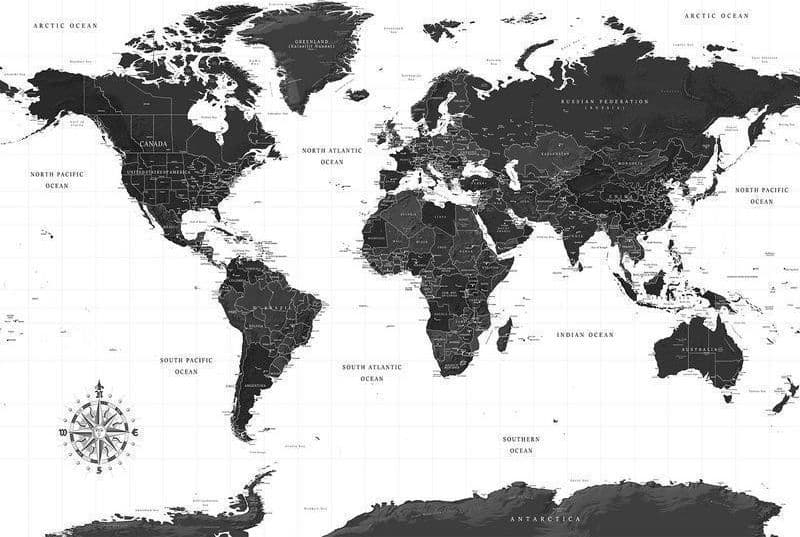 Carta da parati - Black and White Map - 6