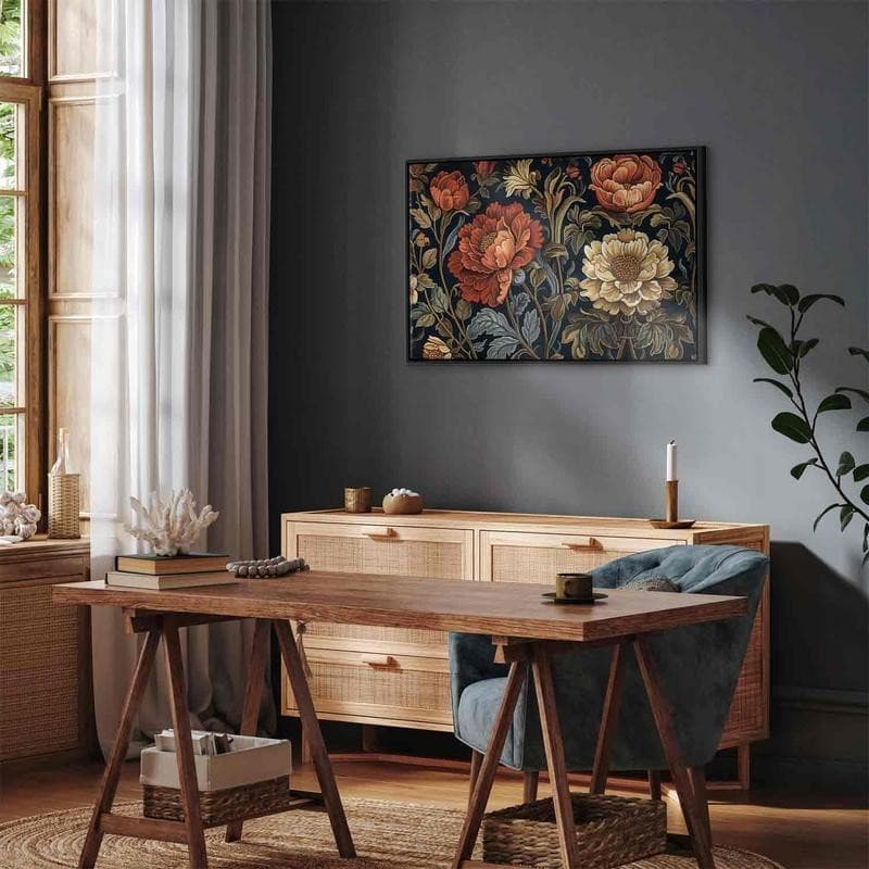 Quadro - Tapestry Large Flowers Retro Floral Motif in Kilim Style - 12