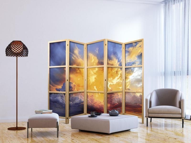 Paravento giapponese - Beautiful Sunset - Clouds in Warm Shades - 3