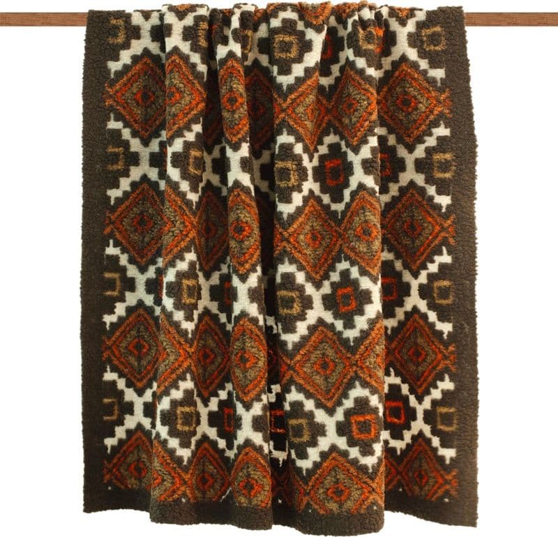 Plaid divano in lana cotta Lucrezia Ornamental – Marrone, 150x190 cm – Collezione Casa