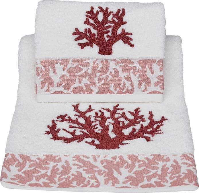 Set asciugamano bagno Vingi Ricami Coralli viso e ospite - 7